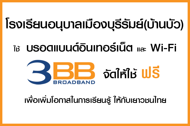 <p>3BB จังหวัดบุรีรัมย์ ส่งมอบอินเทอร์เน็ตในโครงการ "บรอดแบนด์อินเทอร์เน็ต เพื่อการศึกษาฟรี"</p>